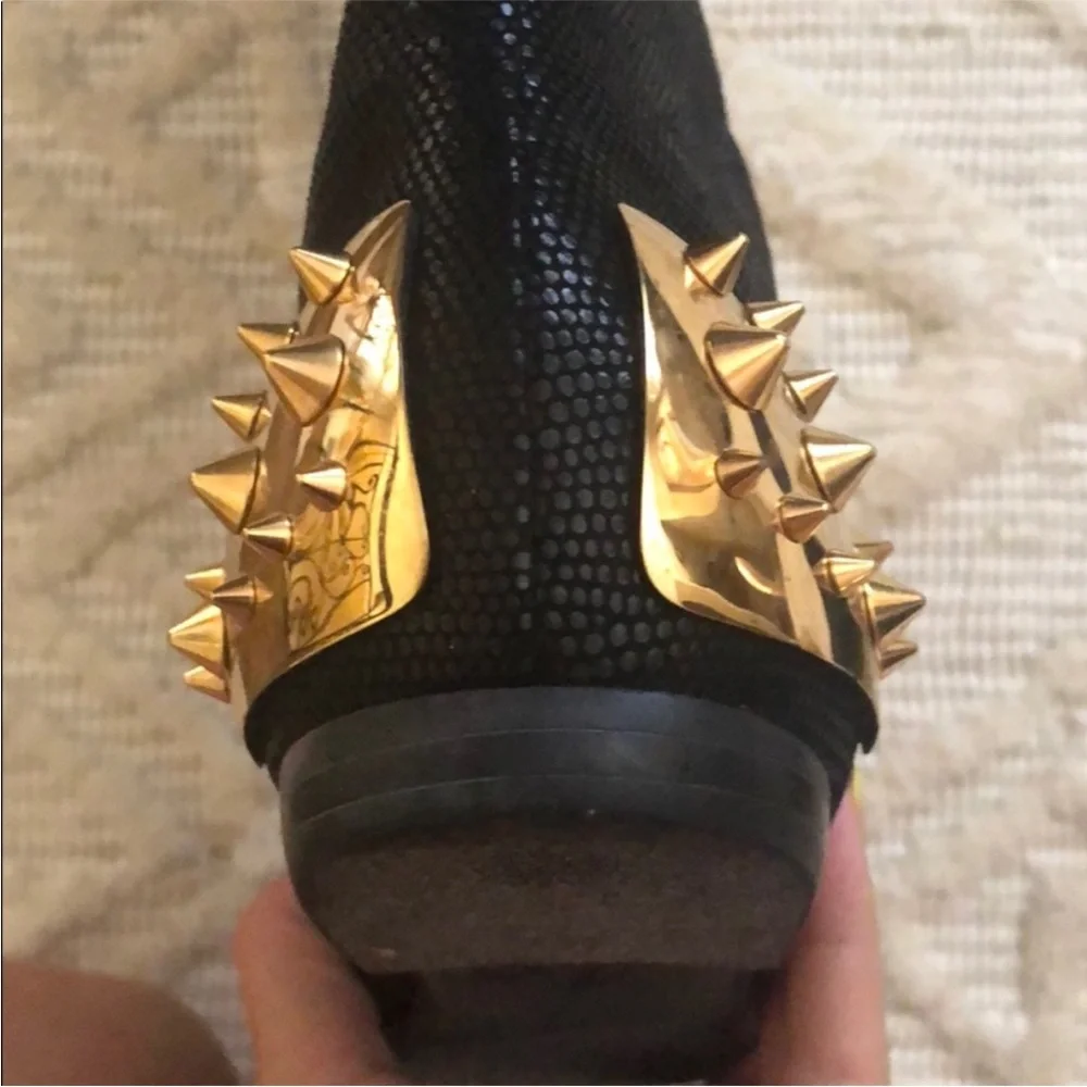 ✨🖤 Giuseppe Zanotti Black shiny textured Leather Boot🖤✨